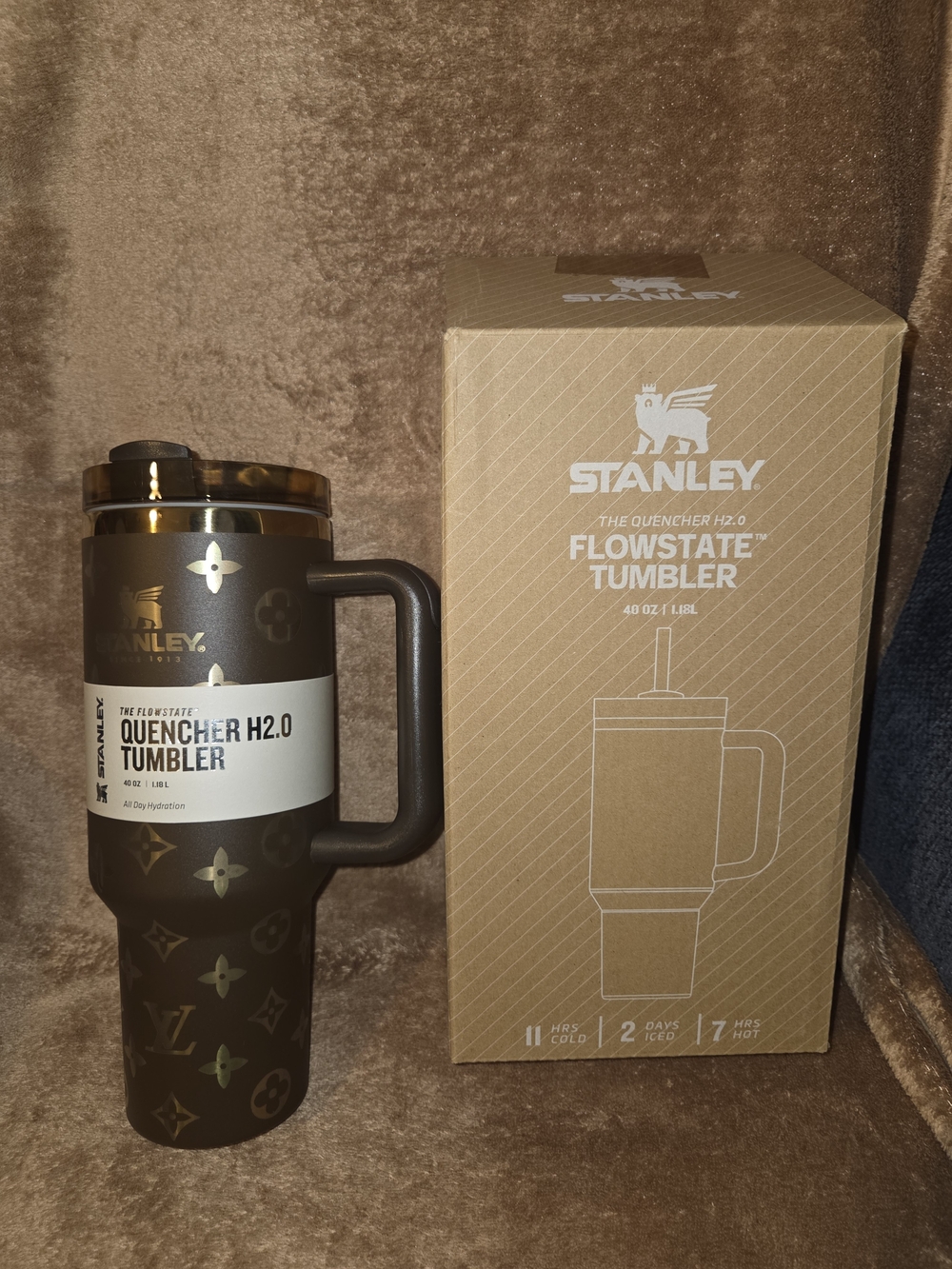 Louis Vuitton Monogram Brown Tote and Stanley Travel Mug Set - Picture 3 of 3